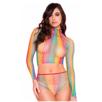 LIN60209 Cindy Love Two Piece Rainbow Bodystocking Set - One size